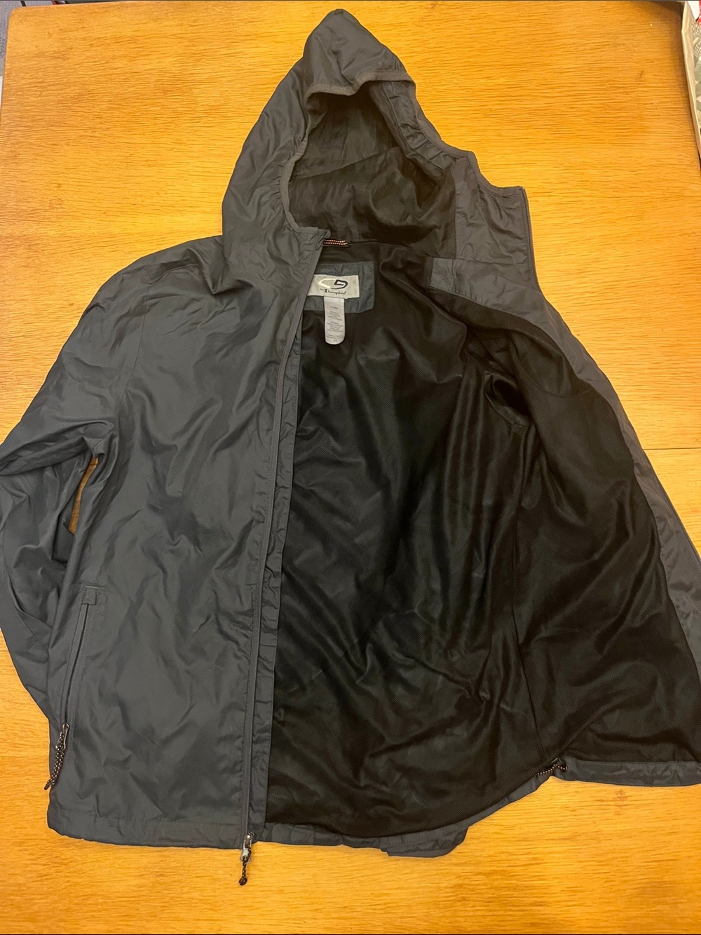 Champion Packable Black Hooded Windbreaker Jacket - Picture 4 of 5